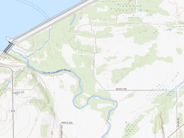 USGS topographic map of Below Dam Camp (Canton WMA)
