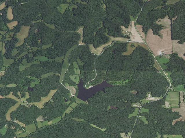 Aerial image of Ben Branch Lake Conservation Area