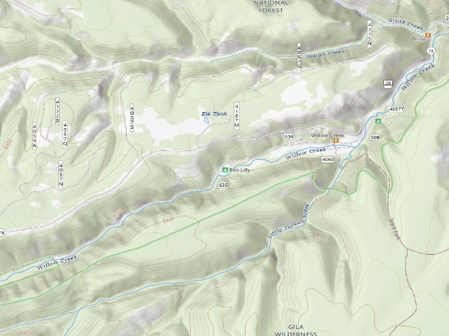 USGS topographic map of Ben Lilly Campground