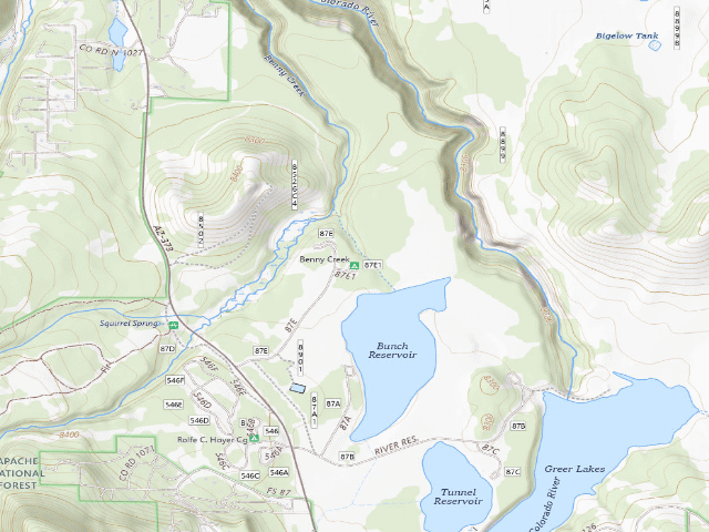 USGS topographic map of Benny Creek Campground