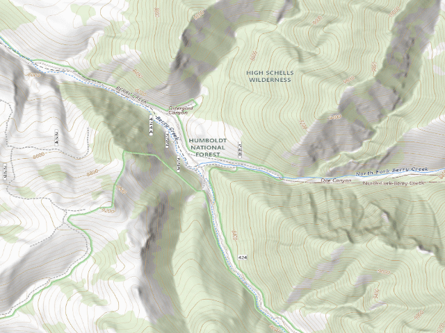 USGS topographic map of Berry Creek Campground
