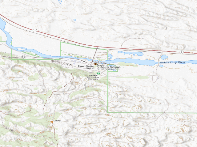 USGS topographic map of Bessey Recreation Complex