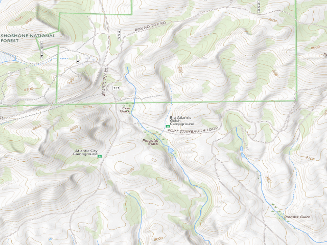 USGS topographic map of Big Atlantic Gulch Campground