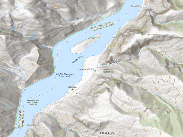 USGS topographic map of Big Bar Dispersed Camping Area