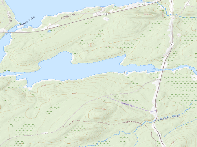 USGS topographic map of Big Bay #2 (Ferris Lake Wild Forest)