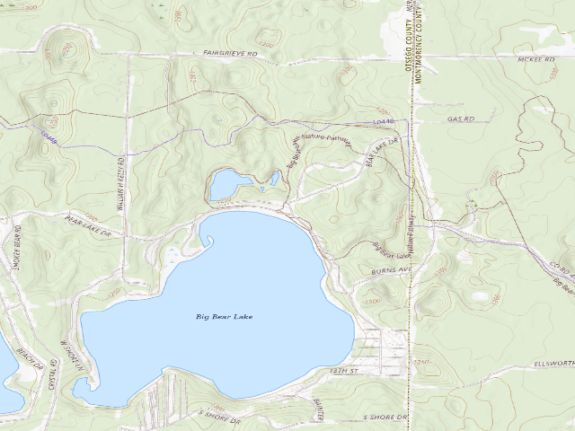 USGS topographic map of Big Bear Lake State Forest Campground