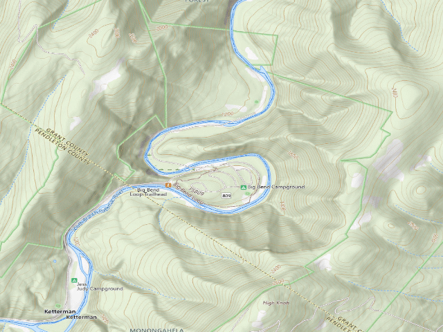 USGS topographic map of Big Bend Campground
