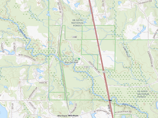 USGS topographic map of Big Biloxi Rec Area