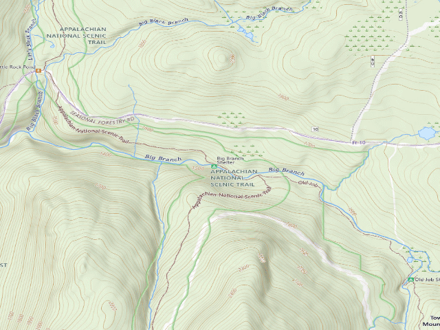 USGS topographic map of Big Branch Shelter