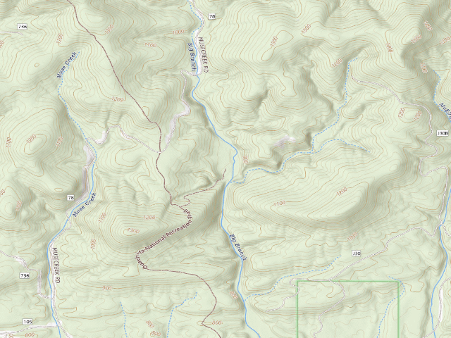 USGS topographic map of Big Branch Trail Shelter