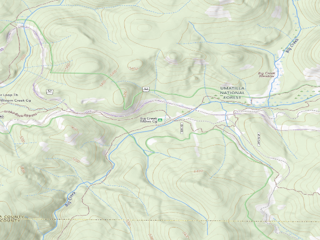 USGS topographic map of Big Creek Meadows Campground & Trailhead