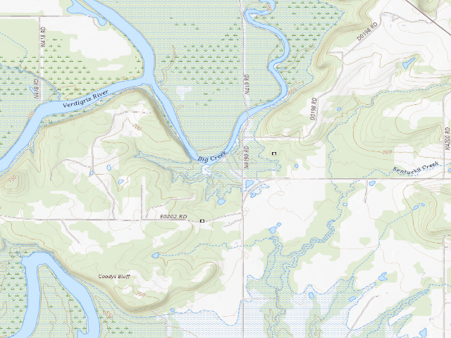 USGS topographic map of Big Creek (Oologah WMA)