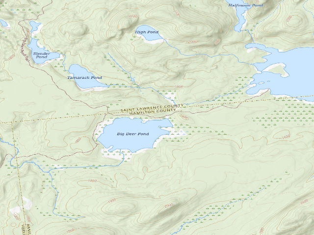 USGS topographic map of Big Deer Pond Campsite (Five Ponds Wilderness)