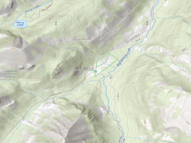 USGS topographic map of Big Eightmile Campground/Trailhead