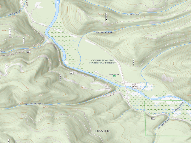 USGS topographic map of Big Hank Campground