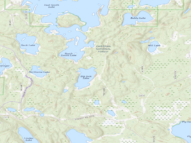 USGS topographic map of Big Jack Lake M128
