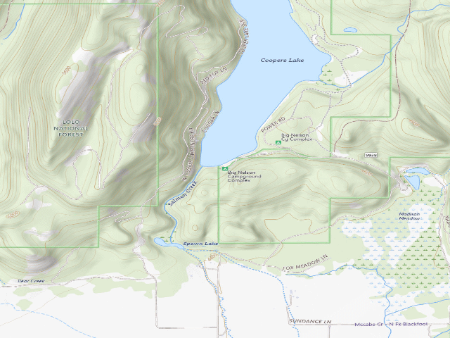USGS topographic map of Big Nelson Campground Complex