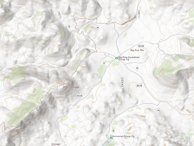 USGS topographic map of Big Pine Flat Equestrian Group Campground
