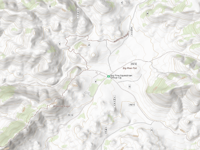 USGS topographic map of Big Pine Flat Family Campground