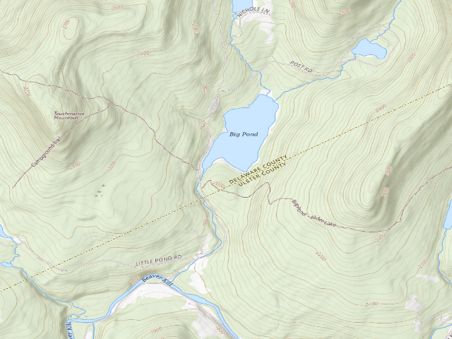 USGS topographic map of Big Pond Campsite 7 [DEC #16698] (Delaware Wild Forest)