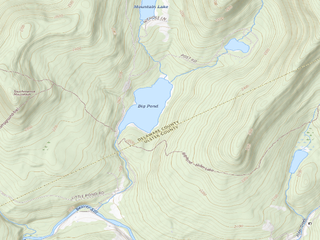 USGS topographic map of Big Pond Campsite 9 [DEC #16745] (Delaware Wild Forest)