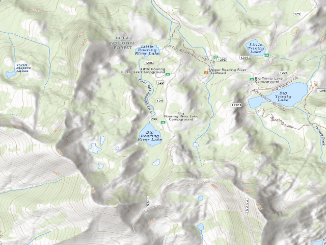 USGS topographic map of Big Roaring River Lake Campground