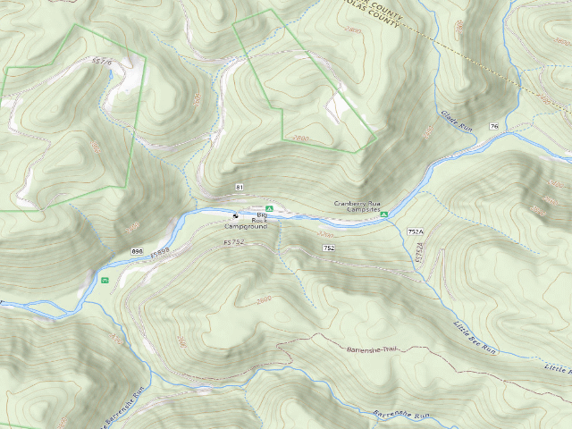 USGS topographic map of Big Rock Campground