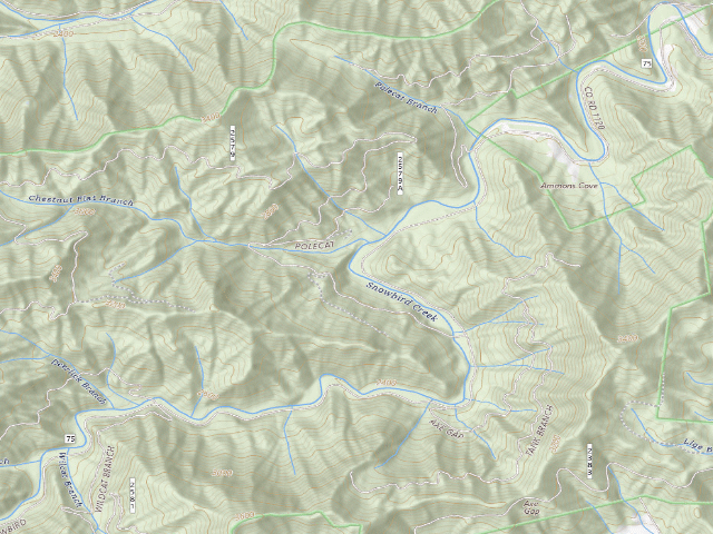 USGS topographic map of Big Snowbird Rd USFS Free Campground