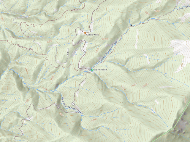 USGS topographic map of Big Tesuque Campground