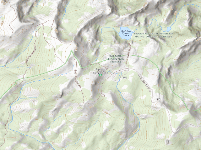 USGS topographic map of Bighorn Crags Campground