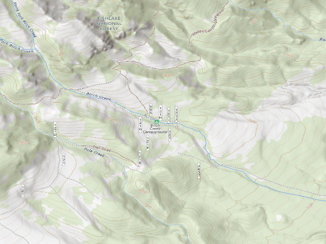 USGS topographic map of Birch Creek Group Campground