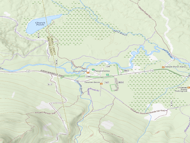 USGS topographic map of bis 15.10. , kein Strom aber beliebt, der Passaconaway CG ist public mit 33 Stellplätzen, eher ruhig für kleiner Womos