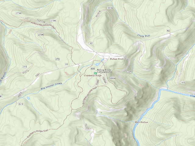 USGS topographic map of Bishop Knob Campground