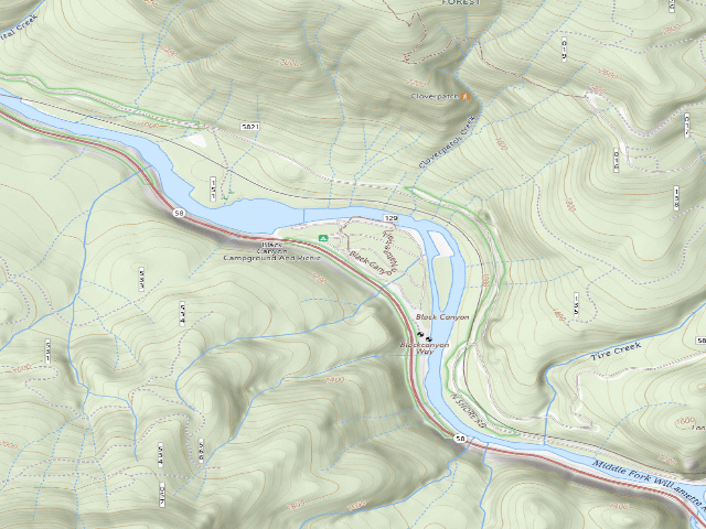 USGS topographic map of Black Canyon Campground