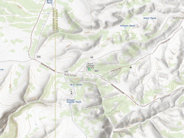 USGS topographic map of Black Canyon Rim Campground