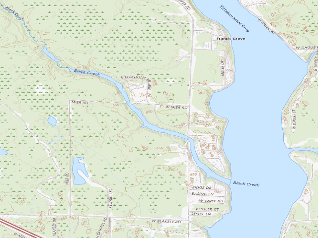 USGS topographic map of Black Creek State Forest Campground