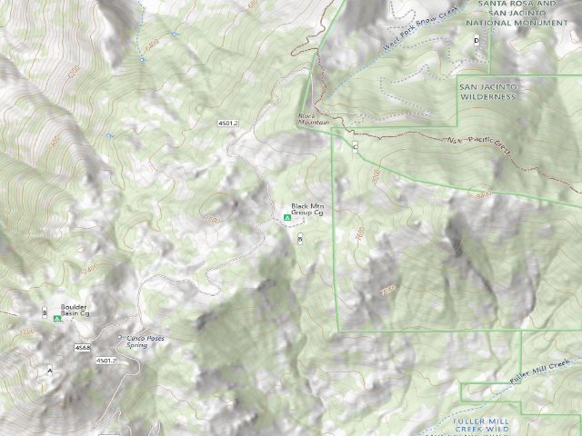 USGS topographic map of Black Mountain Group Campground