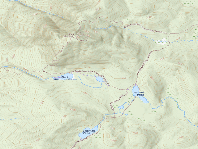 USGS topographic map of Black Mountain Ponds Campsite (Lake George Wild Forest)