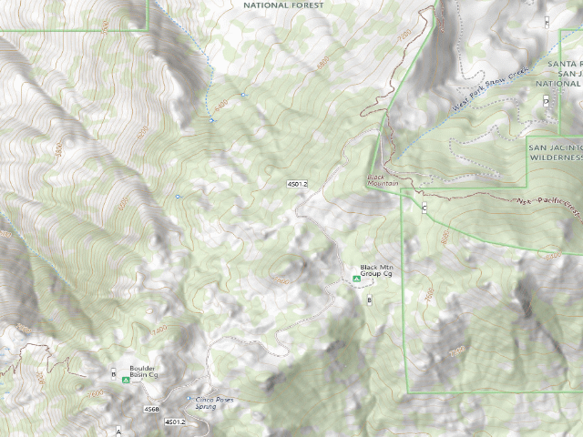 USGS topographic map of Black Mountain Yellow Post #4