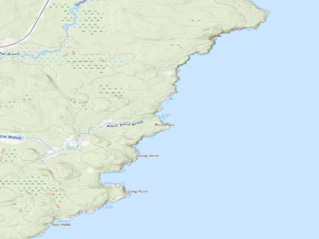 USGS topographic map of Black Point Cove (Cutler Coast Public Land)