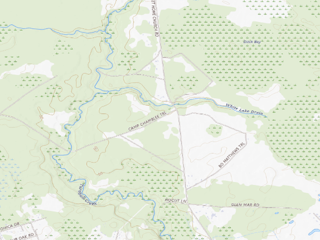 USGS topographic map of Bladen Lakes State Forest Game Land camping area #1