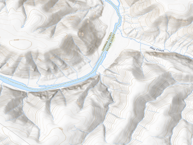 USGS topographic map of BLM dispersed camp #10 — Gilliam County, OR