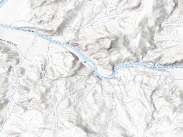 USGS topographic map of BLM dispersed camp #10 — Wheeler County, OR