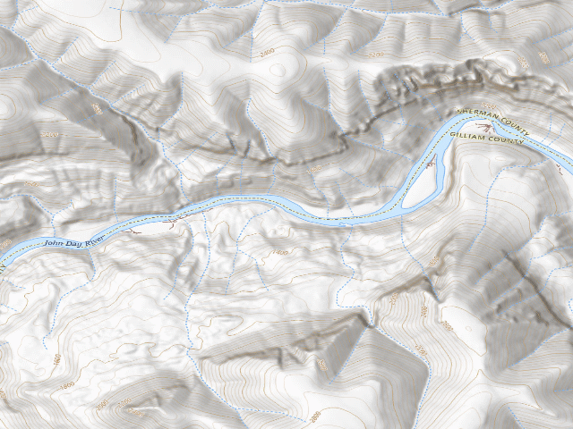 USGS topographic map of BLM dispersed camp #13 — Gilliam County, OR