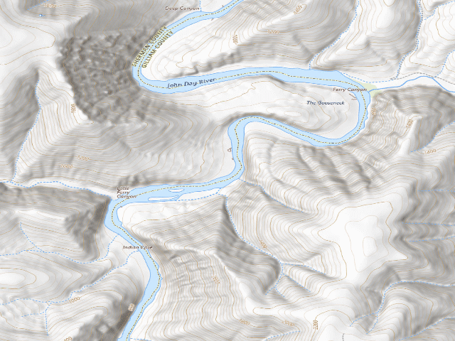 USGS topographic map of BLM dispersed camp #13 — Sherman County, OR