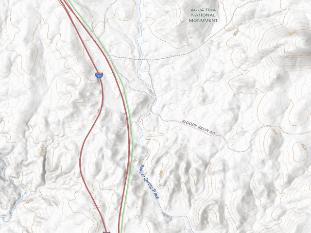 USGS topographic map of BLM dispersed camp #14 — Yavapai County, AZ