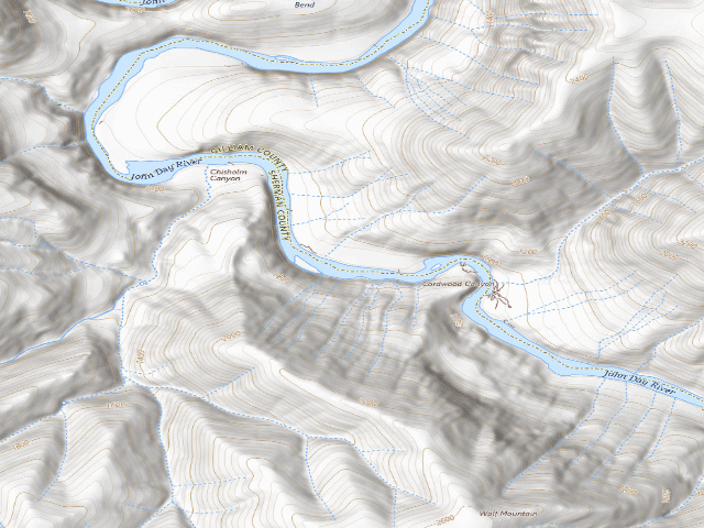 USGS topographic map of BLM dispersed camp #15 — Gilliam County, OR