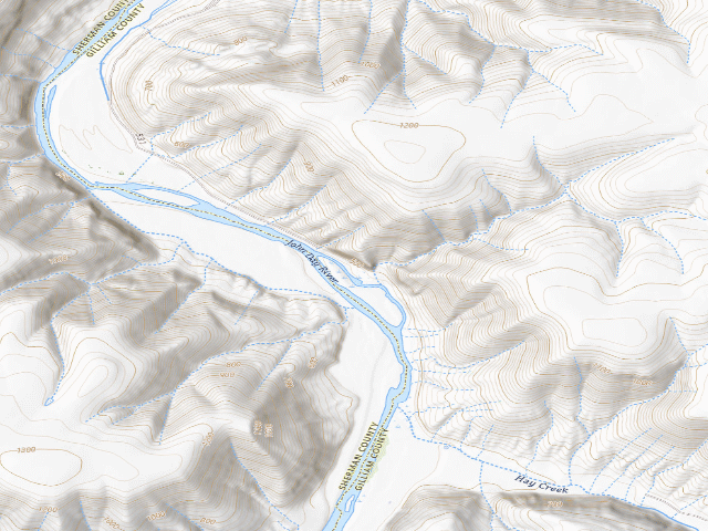 USGS topographic map of BLM dispersed camp #16 — Gilliam County, OR