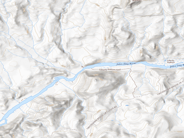 USGS topographic map of BLM dispersed camp #18 — Wheeler County, OR