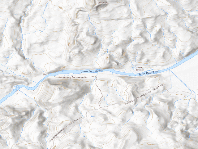 USGS topographic map of BLM dispersed camp #19 — Wheeler County, OR